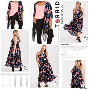 Torrid 18 plus size jumper floral Georgette maxi dress and kimono